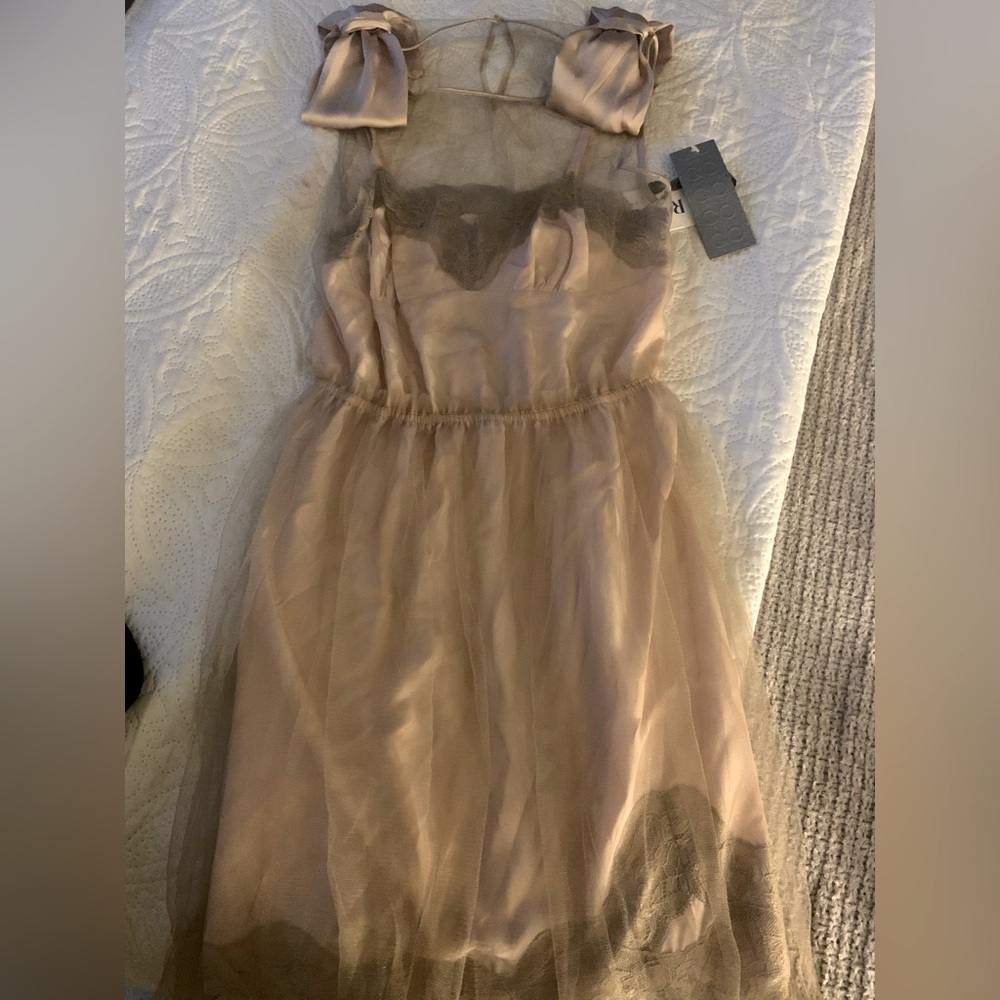 Mini brown and tan formal short dress